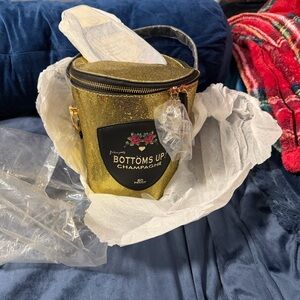 Betsey Johnson Gold Glitter 'Bottoms Up' Champagne Bucket Bag